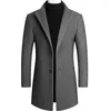 Men's Wool Winter X-Length Woolen Coat Two Buttons Thick Warm Trench Lapel Wool-blend Collar Shapes Available