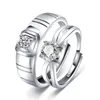 Trouwringen 2 stks/paar liefdesvorm klassiek paar ring zirconia minnaar verloving sieraden mannen vrouwen accessoire groothandel groot
