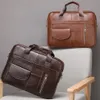 Briefcases WESTAL Mens Leather Bags Man Laptop Bag For Document A4 Briefcase Teens Men Business Portfolio Tote Messenger 230216