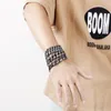 Braccialetti con ciondoli Fongten Hip Pop Mens Bracciale a catena a maglie cubane Punk Acciaio inossidabile Vintage Black Man Wristband Bangle Gioielli vichinghi 230216