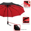 Paraplu's 10k dubbele laag winddicht volledig automatische mannelijke vrouwen paraplu drie vouwen commercieel groot duurzaam frame parasol 230217