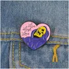 Cartoon Accessories Live Laugh Love Enamel Pin Heart Shape Skeleton Badge Brooch Lapel For Denim Jeans Shirt Bag Gothic Jewelry Gift Dh8Fl