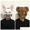 Maschere da festa nuovo coniglietto maschera per la testa di coniglietto scherzo malvagio mascara spaventoso mascara plust giocattolo horror killer anonimo bianco per bambini un dh9zf
