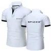 Herren Polos 2023 SpaceX Herren Sommer Hochwertiges, atmungsaktives Kurzarm-Poloshirt, Space X-Logo-Druck, Baumwolle, lässig, solides Oberteil