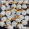 Charms 8x14mm goudrand natuurlijke kristal ovale facettes stenen rozenkwarts turquoise hangers trendy voor sieraden maken sport1 drop deli dhy7m