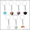 Key Rings Natural Stone Love Heart Keychains Healing Crystal Car Decor Keyrings Keyholder For Women Men Vipjewel Drop Delivery Jewelr Dhdfi