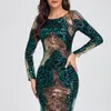 Party Dresses O-neck Long-Sleeve Shinning Sequins Evening Dresses Sexy Backless Mermaid Party Gowns Maxi Elegant Multi Female Robes Vestidos 230217