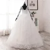 Partykleider Frühling Spitze Applikationen Brautkleider Langarm Vestidos De Novia Weiß V-Ausschnitt Prinzessin Braut Brautkleider Plus Size 230217