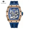 ساعات المعصم TSAR BOMBA Skeleton Watches Mens Automatic Clock Waterproof Luxury Business الميكانيكية ساعة اليد هدية