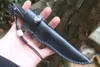 Främjande AB Survival Straight Knife 7Cr13Mov Satin Drop Point Bade Full Tang Ebony Handle Outdoor Camping Vandring Jaktknivar med lädermantel