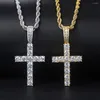 Pendant Necklaces HipHop Cross Necklace For Men Iced Out Zircon Women Chain Choker On Neck Punk Jewelry Accessories OHP003