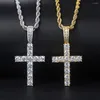 Pendentif Colliers HipHop Croix Collier Pour Hommes Glacé Zircon Femmes Chaîne Ras Du Cou Sur Le Cou Punk Bijoux Accessoires OHP003