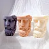 Bougies Grec Demi Tête Sculpture Silicone Bougie Moule Art Abstrait Visage Barbe Homme Statue Moule De Table Ornement 230217