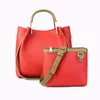 Evening Bags Vintage Solid Color Women Handbag Set Simple High Quality Ladies Shoulder Green Red Black Composite Hand