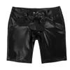 Shorts masculinos de couro masculino shorts apertados com zíper completo botão frontal encerramento do treino de ginástica calça do meio para treino esportivo executando fitness z0216