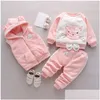 Jumpsuits vinter barn kläder set baby flicka 3 st sport kostymer tjocka fleece hoodies väst pojkar småbarn bomullskläder set drop d dhpqj