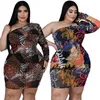 Plus size jurken sexy jurk vrouwen kleding met lange mouwen mesh bodycon een schouder mini korte groothandel druppel