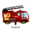 Palloncini per feste Treno Palloncino in alluminio Forma di cartone animato Carro armato Camion dei pompieri Ambance Bldozer Scuolabus Trasporto Giocattolo per bambini Dhysi