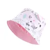 New Summer Kids Bucket Hat Baby Cartoon UV Protection Sun Cap crianças Panamá Praia meninos meninos reversíveis Chapéus de balde reversíveis