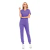 Women'S Two Piece Pants Womens Solid Color Spa Threaded Clinic Work Suits Tops Uni Scrub Pet Nursing Uniform Drop Delivery Apparel C Dhpy4