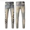 Herren-Jeans, Herren-Jeans, Röhrenjeans, Designer-Hose, Rip-Slim-Fit, mit Camouflage-Knochenrand, grau, Biker-Denim, Stretch, Motorrad, Knieloch, lang, gerade