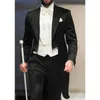 メンズスーツイタリアの紳士スタイルの結婚式の男ロングテールコートGroom PROM TuxedosフォーマルメンズTerno Masculino（ジャケットパンツベスト）