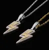 necklace Pendants Cuban chain Bicolor lightning pendant necklace real gold electroplate copper with Zircon personality hiphop Men's necklace