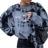 Sweats à capuche pour femmes Sweatshirts Femmes Tie Dye Lettre Imprimé Pull Sweat Femme Printemps Automne Casual Lâche Col Rond Manches Longues Chemise Tops Grande Taille