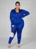 Tracksuits Elegant Woman Jumpsuit Plus Size Two Piece Sets Shirt Bodysuit Long Sleeve Sexy Outfits Lady Suit Wholesale Bulk Drop