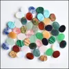 Stone Natural 8x10mm Oval Loose Beads Opal Rose Quartz Tigers Eye Turko Cabochons platt rygg f￶r halsbands ring￶rar smycken DH1YQ