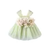 Girl Dresses Girls Princess Dress Baby Summer Birthday Hundred Days Green Cake Puffy Yarn