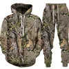 Men's Tracksuits Winter Autumn Leaves Camouflage 3D Hoodies Women Man Tracksuit Outdoor Sportwear Men Clothing Suits Oversized Hoodie Pants Set 230217