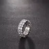 7-12 Goldliebe Ringe Mikro gepflastert 2 Reihen-Tennisringe Zirkon Hip Hop Silberschild Finger Ring für Männer Frauen223r