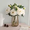 Decoratieve bloemen 1 stks 49 cm kunstmatige pioenrooster real touch tak 15 cm grote bloemenhoofd bruid bruiddecoratie home decor