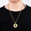 Pendant Necklaces Hip Hop Jewelry--Gold Color Earth For Men Women Stainless Steel No Fade 60cm Chain