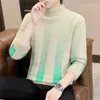 Herrtröjor imitation mink sammet tröja manlig ungdom koreansk mode höst vinter varm långärmad man stickad tröjor 2023 trendkläder