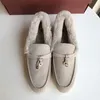 Italy Original Designer Shoes Rolopiana Pure original LP women's shoes flat loafer sheep suede plush rabbit hair warm cotton women