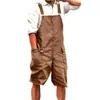 Heren shorts Summer Men Overalls Solid Color Grote zakken Korte Romper losse vracht jumpsuit plus maat Casual Algemene dagelijkse Dagelijkse slijtage Z0216