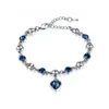 Strang Perlenstränge Blaues Freund-Armband mit tschechischen Preciosa-Kristallen Herz runde Perlen Kette Charm Handschmuck für Frau Mama PartyBeaded
