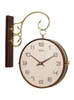 Relógios de parede Relógio de dupla face Sala de estar silenciosa de luxo digital nórdico de luxo de pared decoração 6