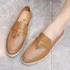 Italie Chaussures de créateur Loropiana Pendentif en cuir de vachette Chaussures pour femmes Chaussures plates polyvalentes Pousser sur des chaussures Lefu Lp Chaussures simples Noir Petites chaussures en cuir