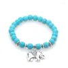 Strand Natural Stone Turquoises Bead Bracelet Anchor Charm For Men And Women