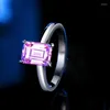 Cluster Rings Boeycjr S925 Silver 7A Zircon Emerald Cut 2ct 6 8mm fina smycken Elegant Diamond for Women Engagement Present Anillo