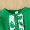 Flickklänningar St Patrick Day Baby Dress Spring Ruffle Long Sleeve Outfits Fashion Clover Print Toddler Clothes Kid's 6M-5Y