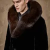 Vestes pour hommes hiver chaud mode vêtements fausse fourrure Imitation vison mi-long épaissir grand col à capuche manteau taille 230217