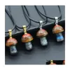 Pendentif Colliers Rainbow Naturel Pierre Sculpture Champignon Forme Reiki Guérison 7Chakra Collier En Cristal Pour Femmes Jewelr Sexyhanz Drop Dh6Ie