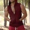 Men's Tank Tops Trendy Men Hoodie Cardigan Sweatshirt Breathable Hat Hip Hop Sleeveless