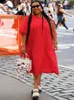Plus Size Dresses Long Red Dress Clothes Women Streetwear Elegant 2023 Sexy One Shoulder Wholesale Bulk Drop