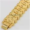 Chaîne Lien Dubaï Bracelet Pour Hommes Femmes Or 24K Couleur Largeur 21Cm 16Mm Hiphop Éthiopien/Africain/Arabe Jewelrylink Drop Delivery Jewel Dhouh