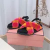 Sandalen verkopen multolor harig merk muilezels vrouwen casual bont splitsen schoenen open teen dikke sole runway vakantie mujer